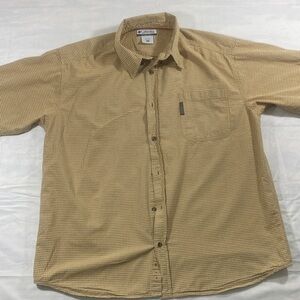 Columbia Men's Tan Checkered Button Down Shirt
